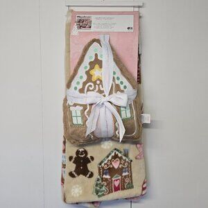 NWT - Viral Cupcakes and Cashmere Gingerbread House Faux Fur Throw & Pillow